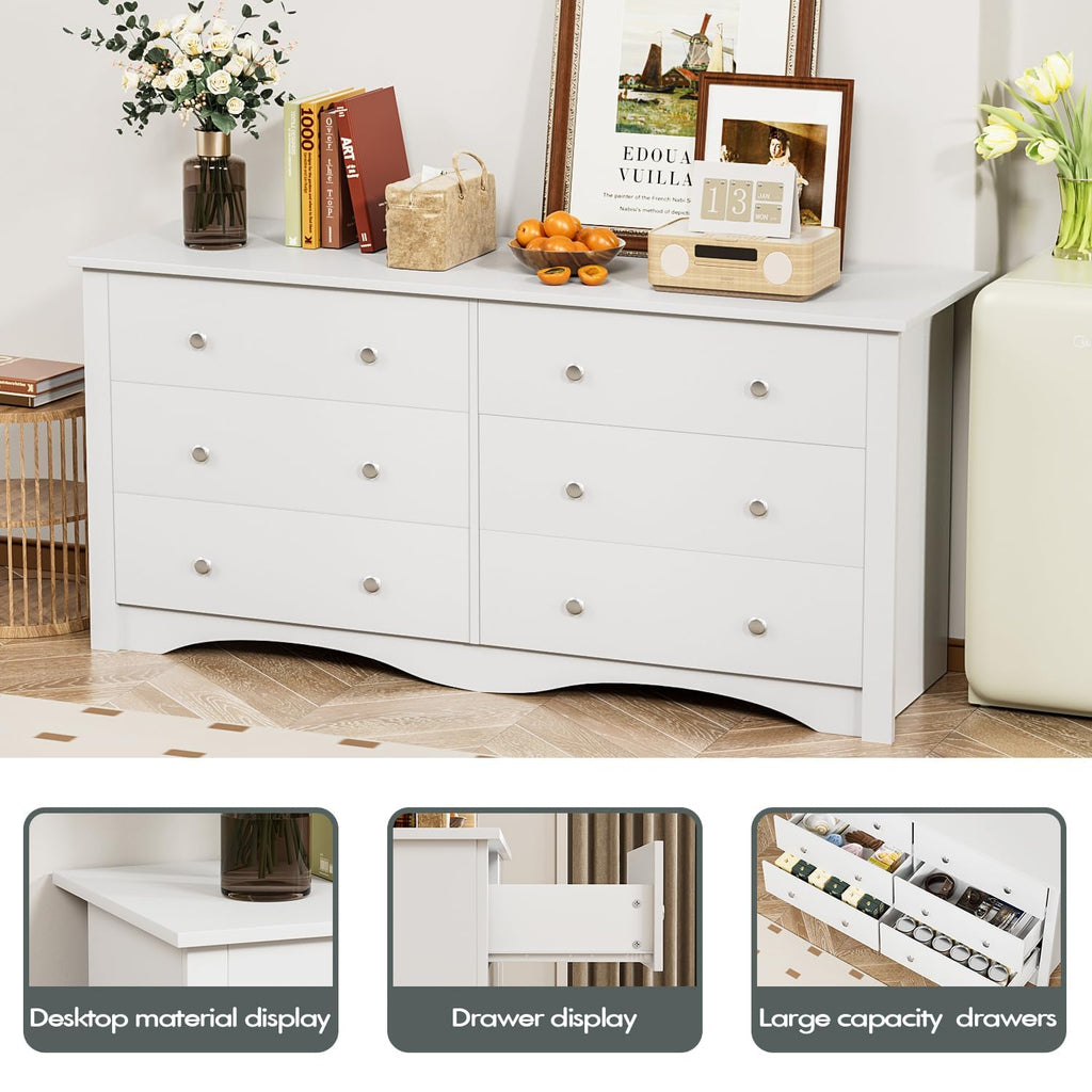 White 6 Drawer Wood Dresser M93724