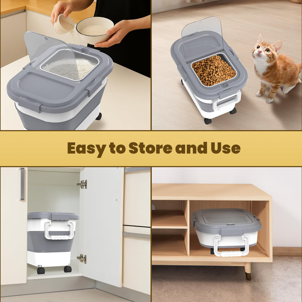 3 Pack Airtight Dog Food Storage Container with Bamboo Lids A88217