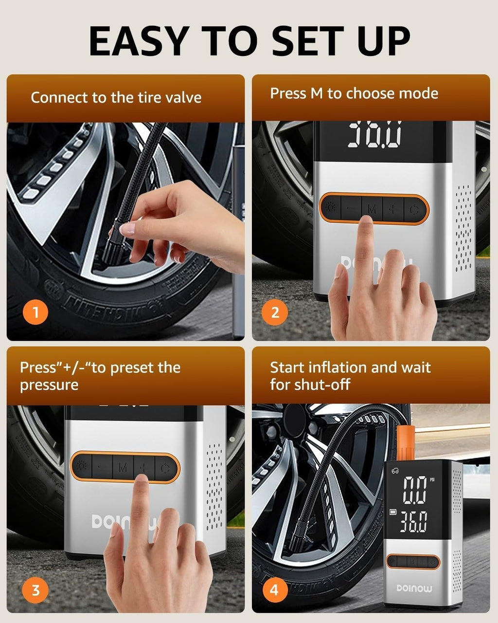 Portable Cordless Tire Inflator Air Compressor 150 PSI T728