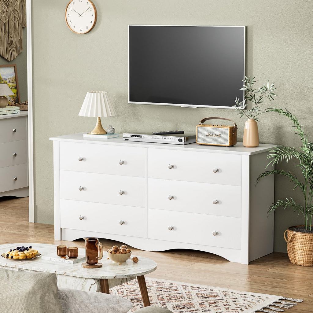 White 6 Drawer Wood Dresser M93724