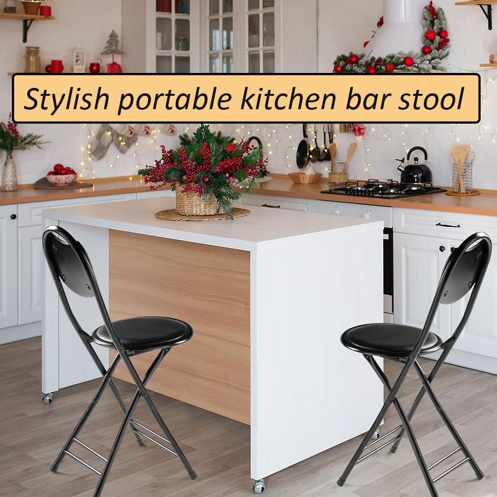 18 Inch Black Folding Bar Stool with Back B306