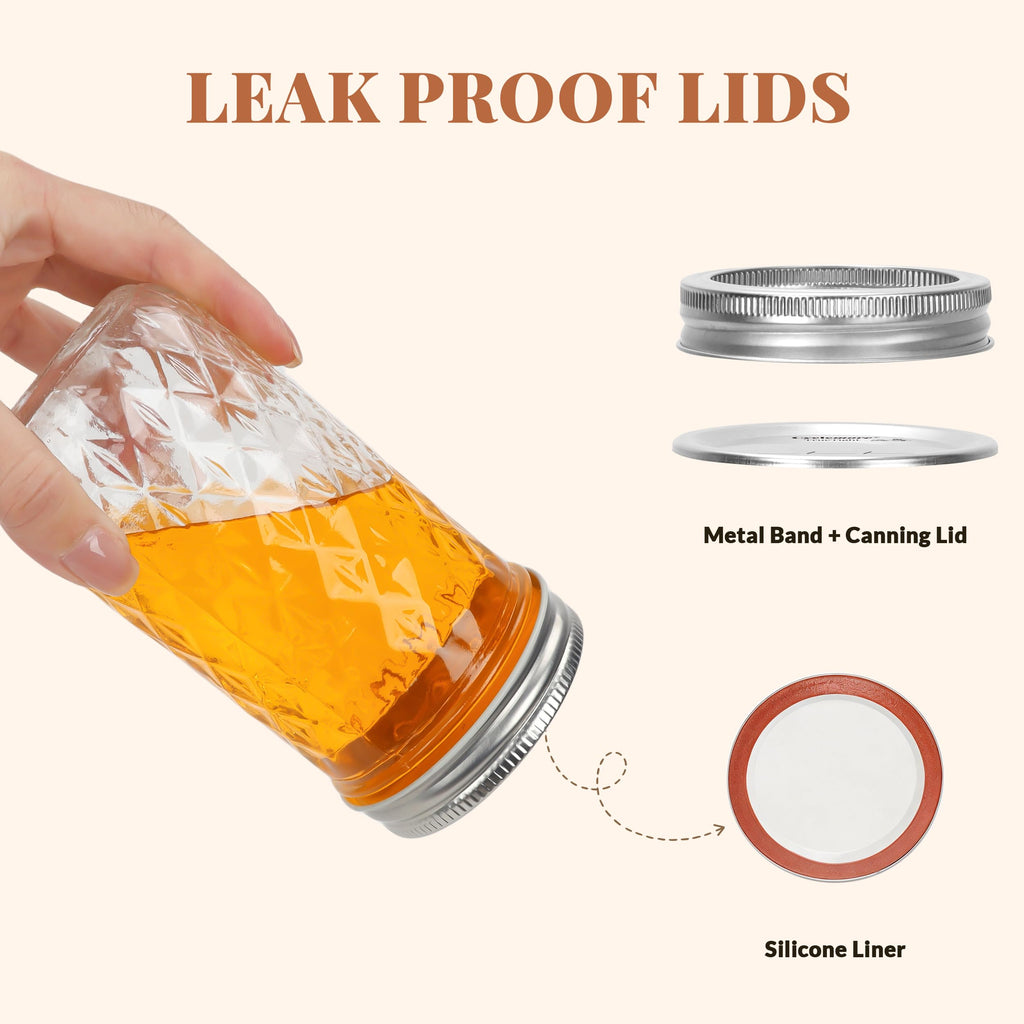 12 Pack 12oz Regular Mouth Glass Jars With Lids B181