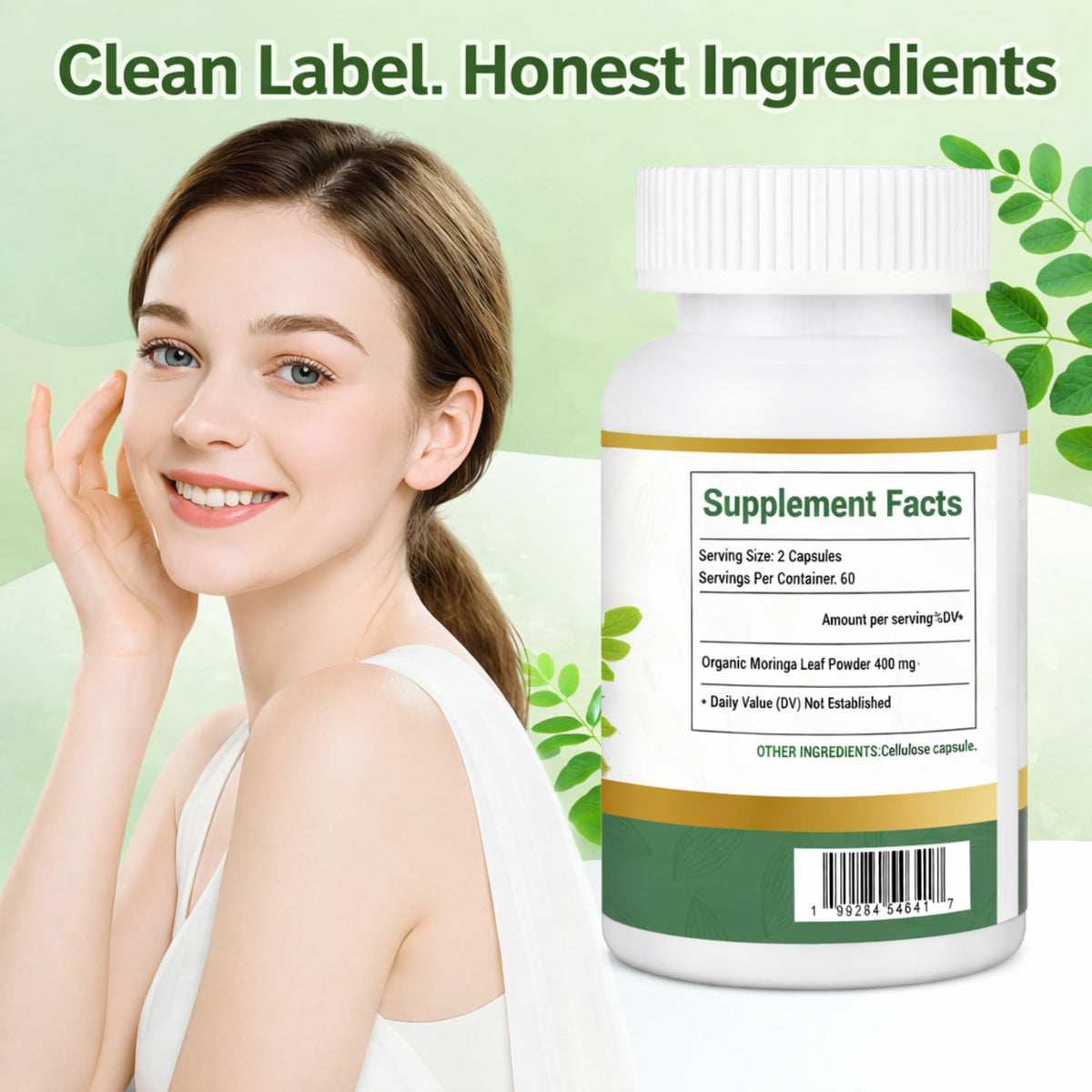 Organic Moringa Capsules 800mg 120 Count M420