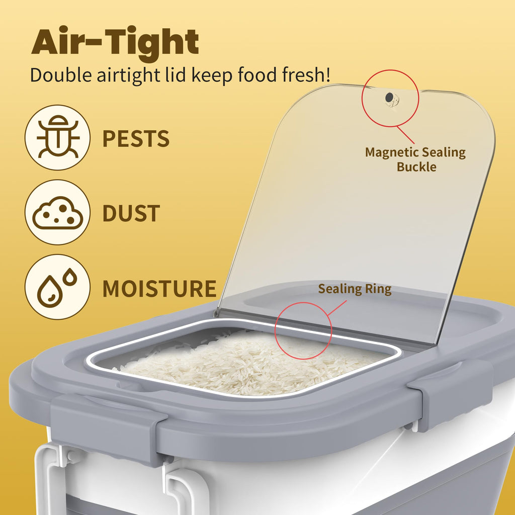 3 Pack Airtight Dog Food Storage Container with Bamboo Lids A88217