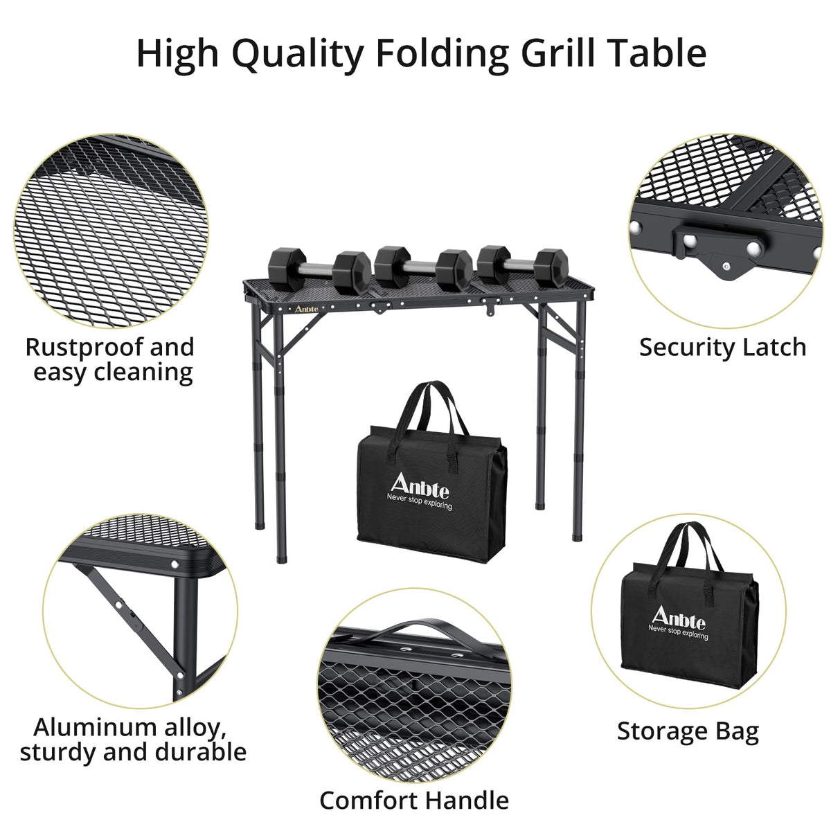 Folding Aluminum Camping Table 3 ft N169138