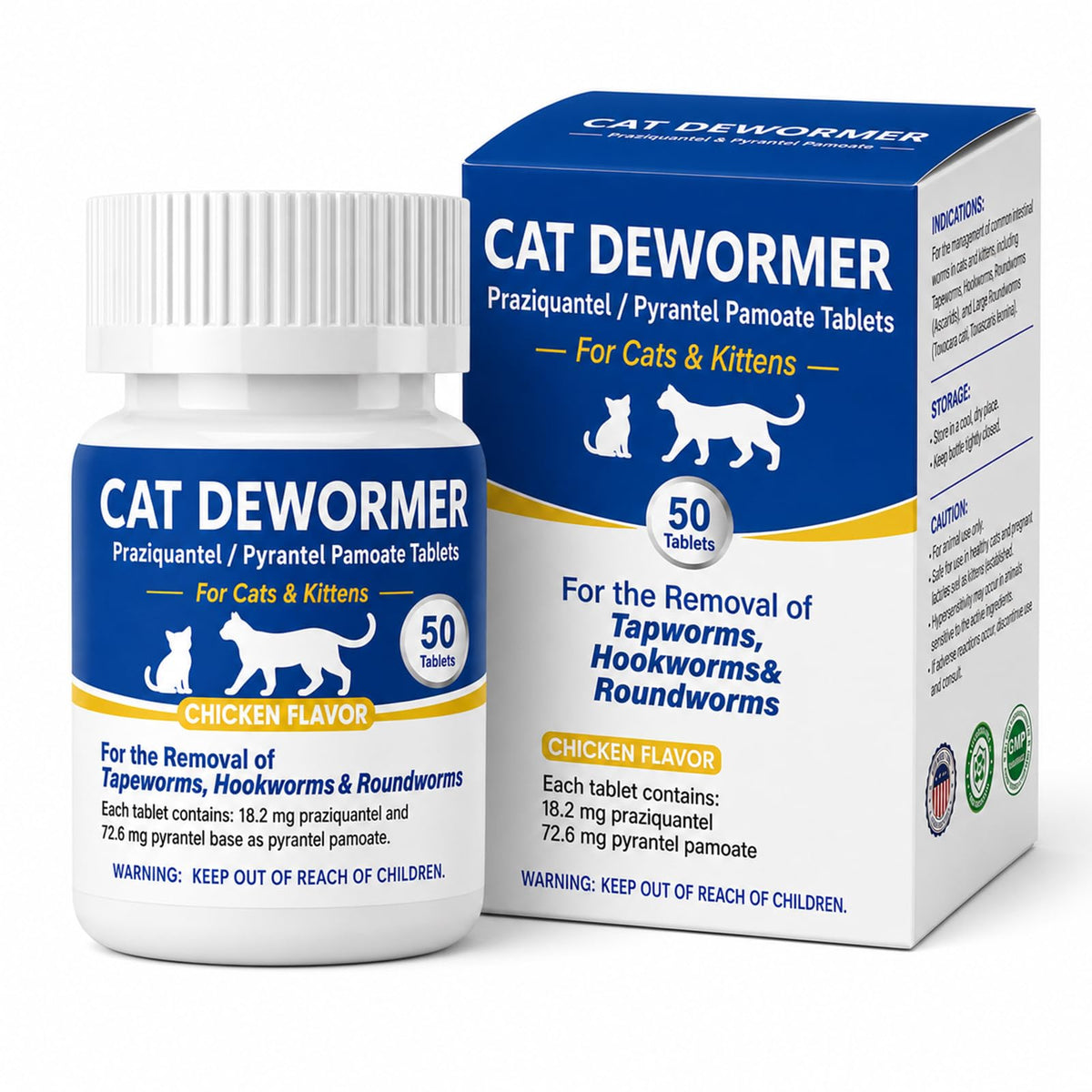 Cat Dewormer Tablets for Tapeworms, Roundworms and Hookworms R958874