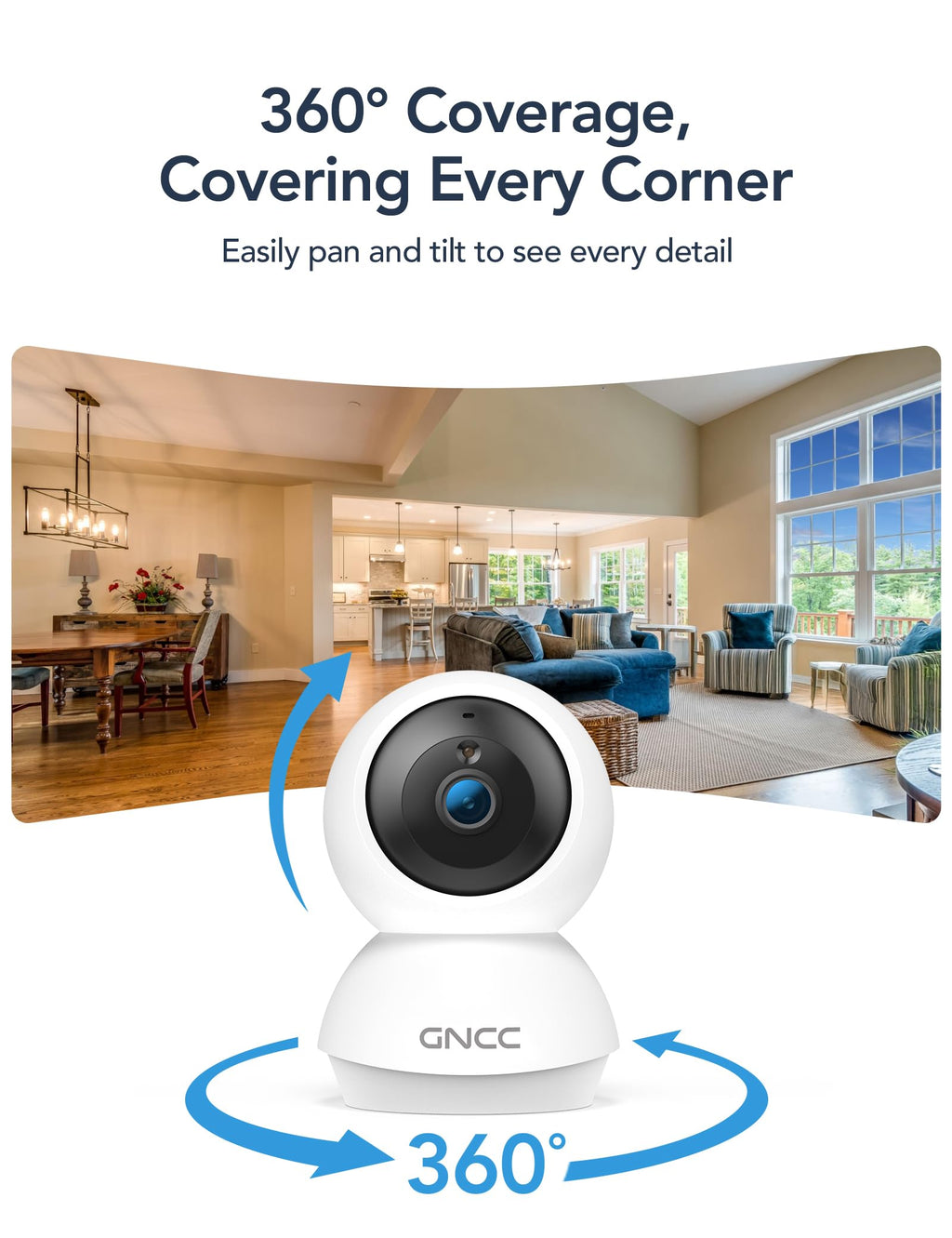 5Ghz WiFi Indoor Camera with 360°PTZ, 4 Pack B90845