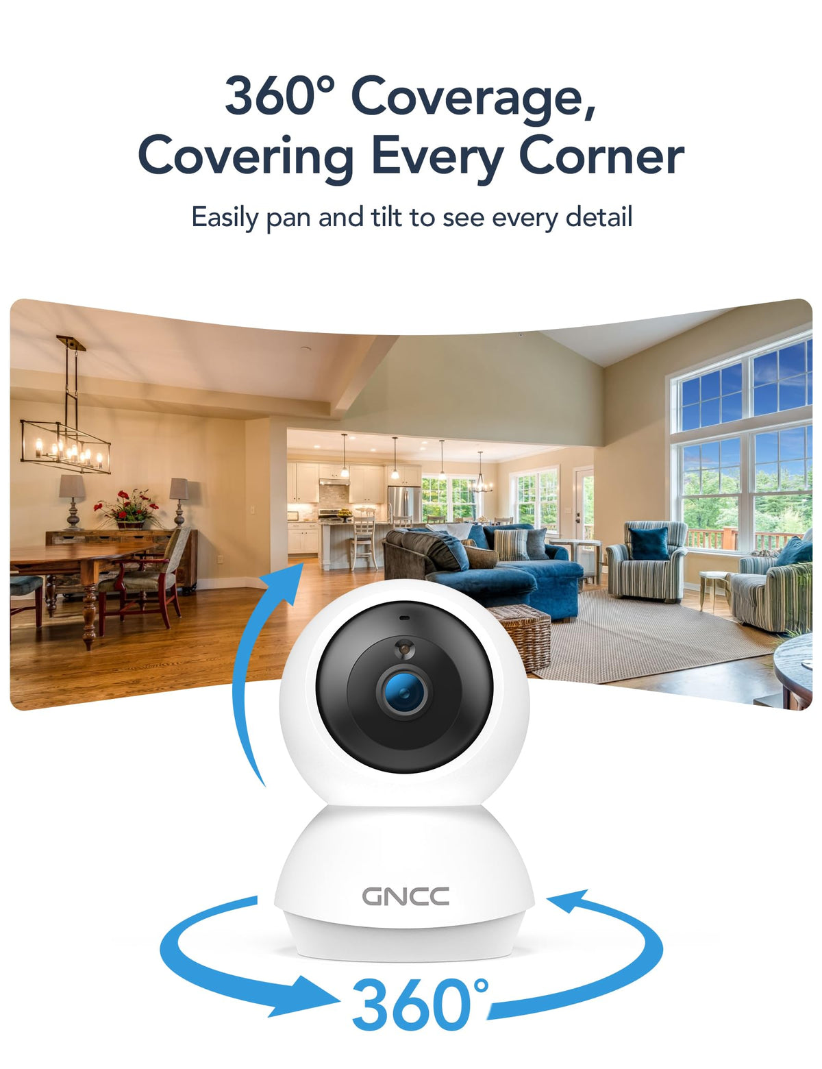 5Ghz WiFi Indoor Camera with 360°PTZ, 4 Pack B90845