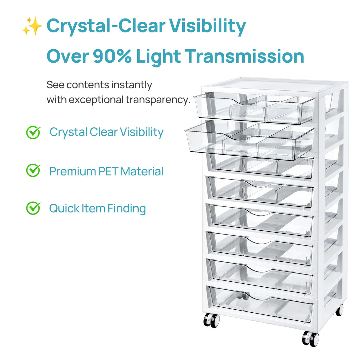 8 Tier Rolling Cart with Drawers Q68521