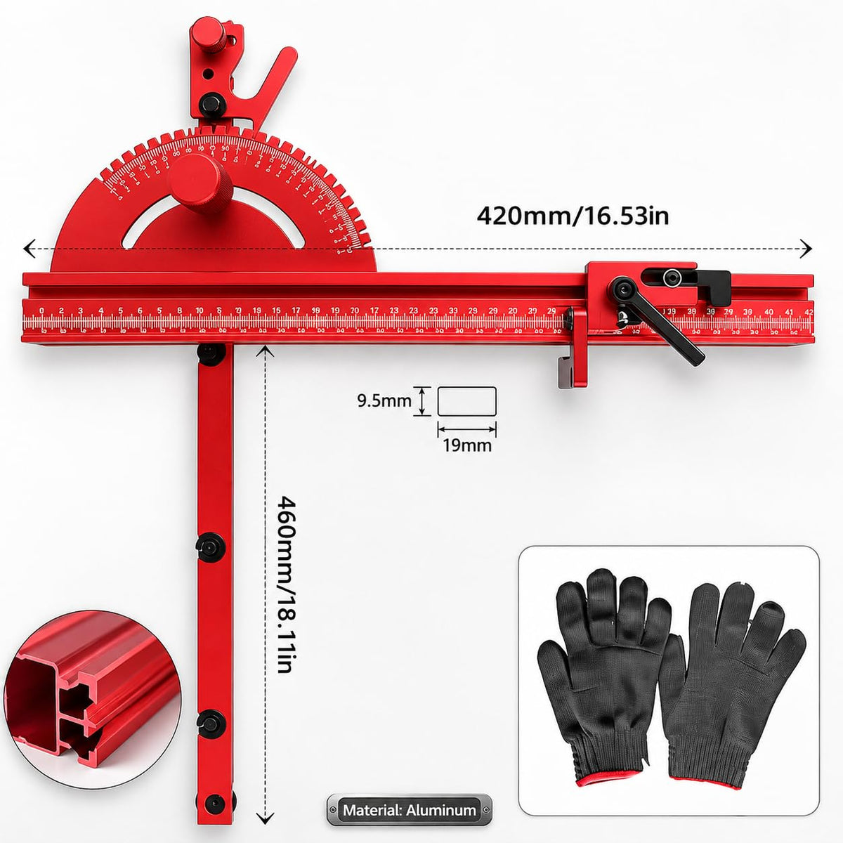 Adjustable Miter Gauge with Aluminum Fence P848239