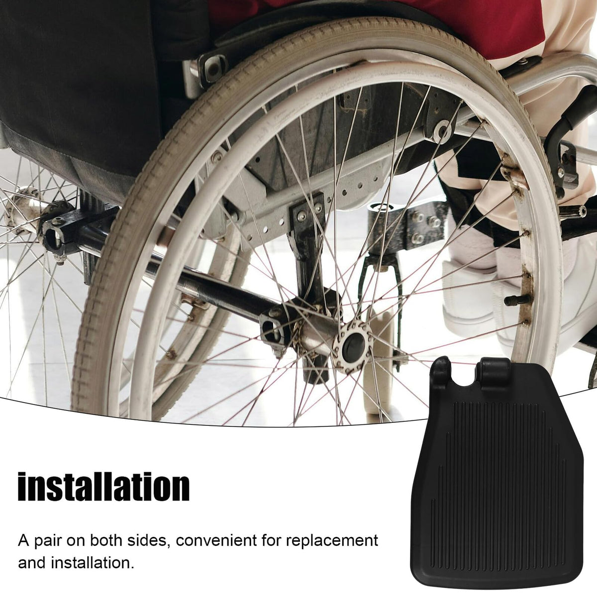 Black Plastic Wheelchair Footplates Replacement Pair J3693