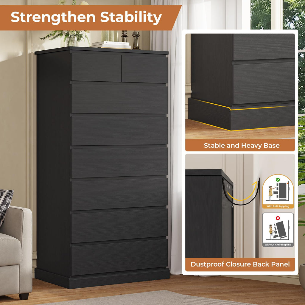 Black 8 Drawer Wood Dresser A78290
