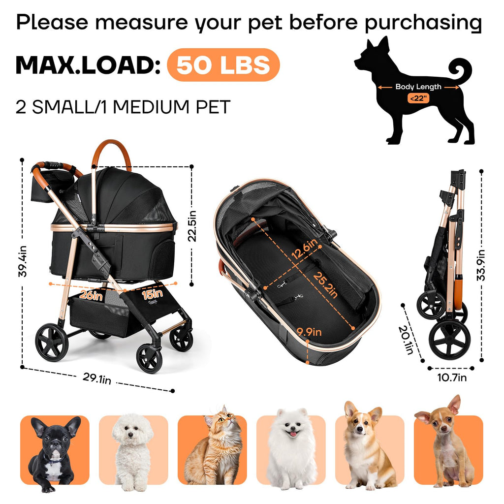 Black 3-in-1 Pet Stroller N66264