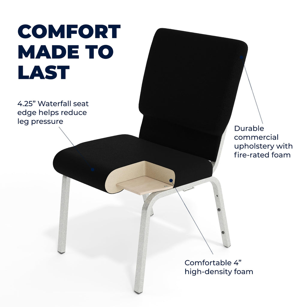4 Pack Black Fabric Stacking Church Chair B33293