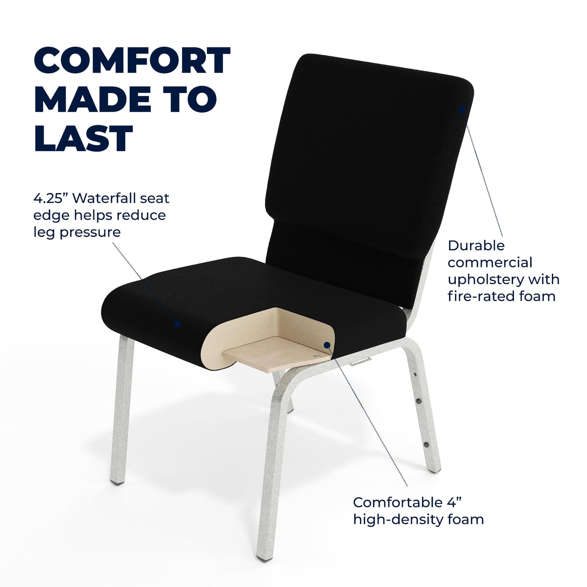 4 Pack Black Fabric Stacking Church Chair B33293