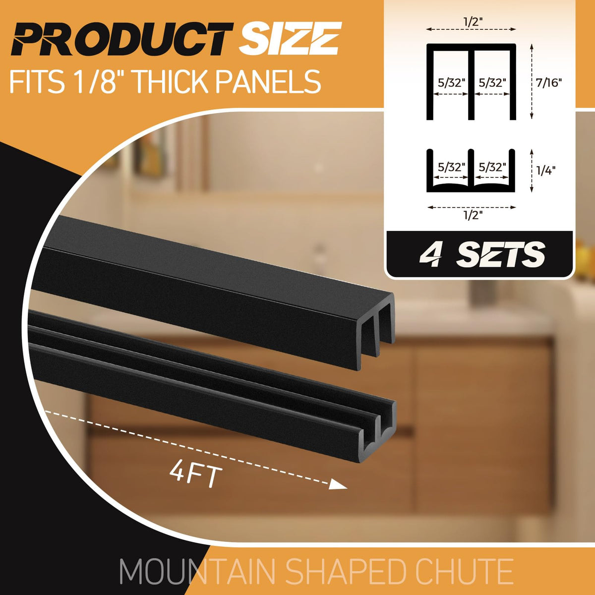 4 Sets 4ft 1/8" Sliding Door Track T614