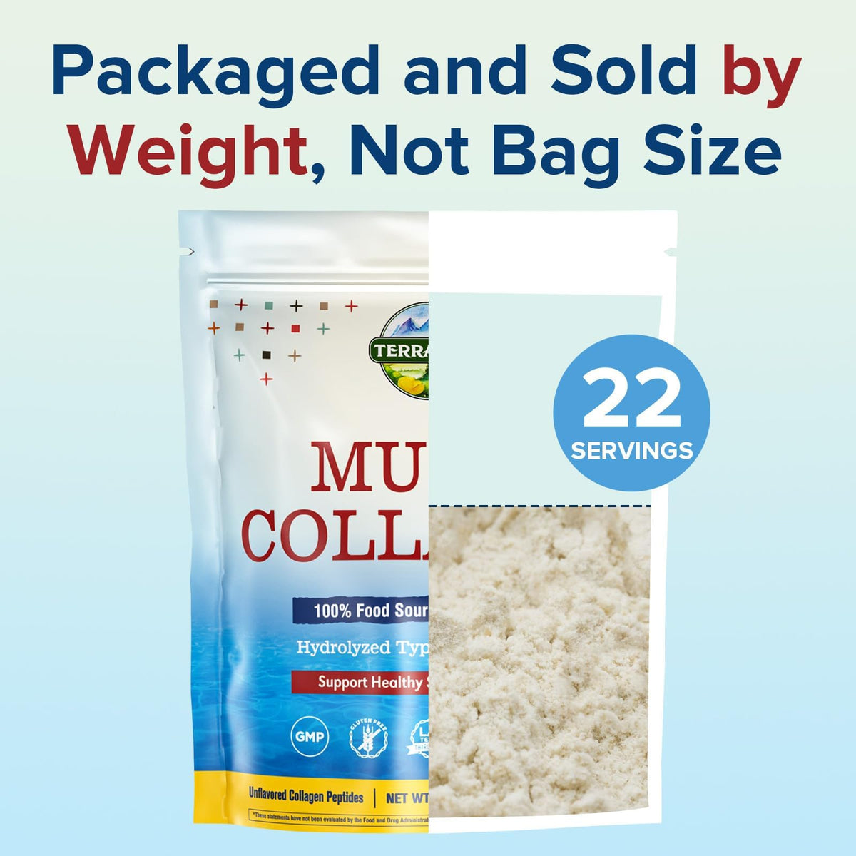 Multi Collagen Peptides Powder, 20g Per Serving, Hydrolyzed Type I II III V X, Unflavored I17708