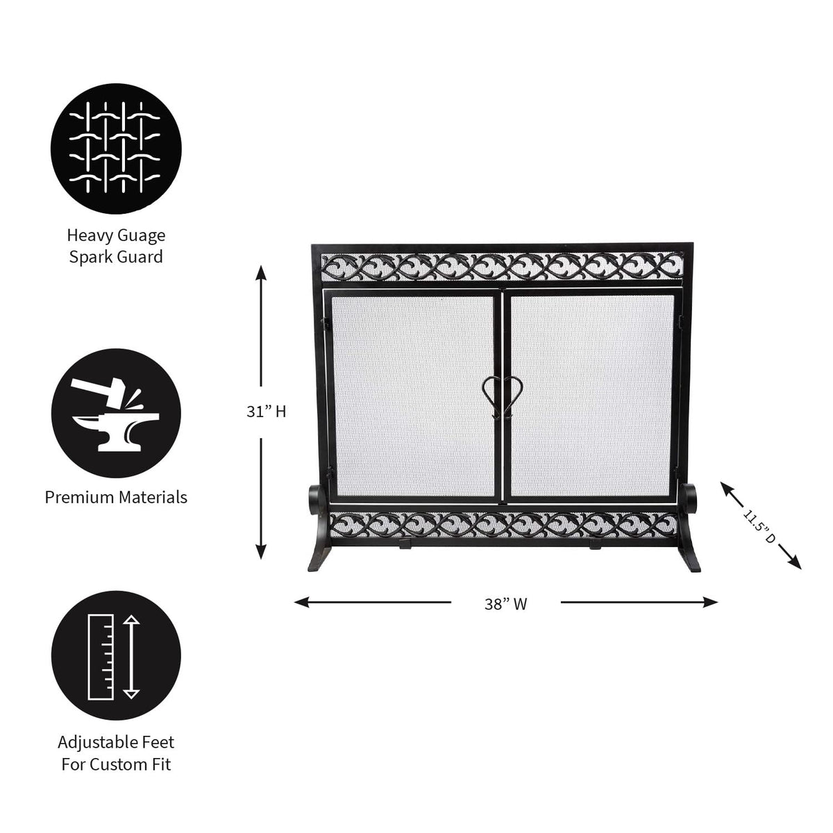 Black Metal Fireplace Screen Y72909