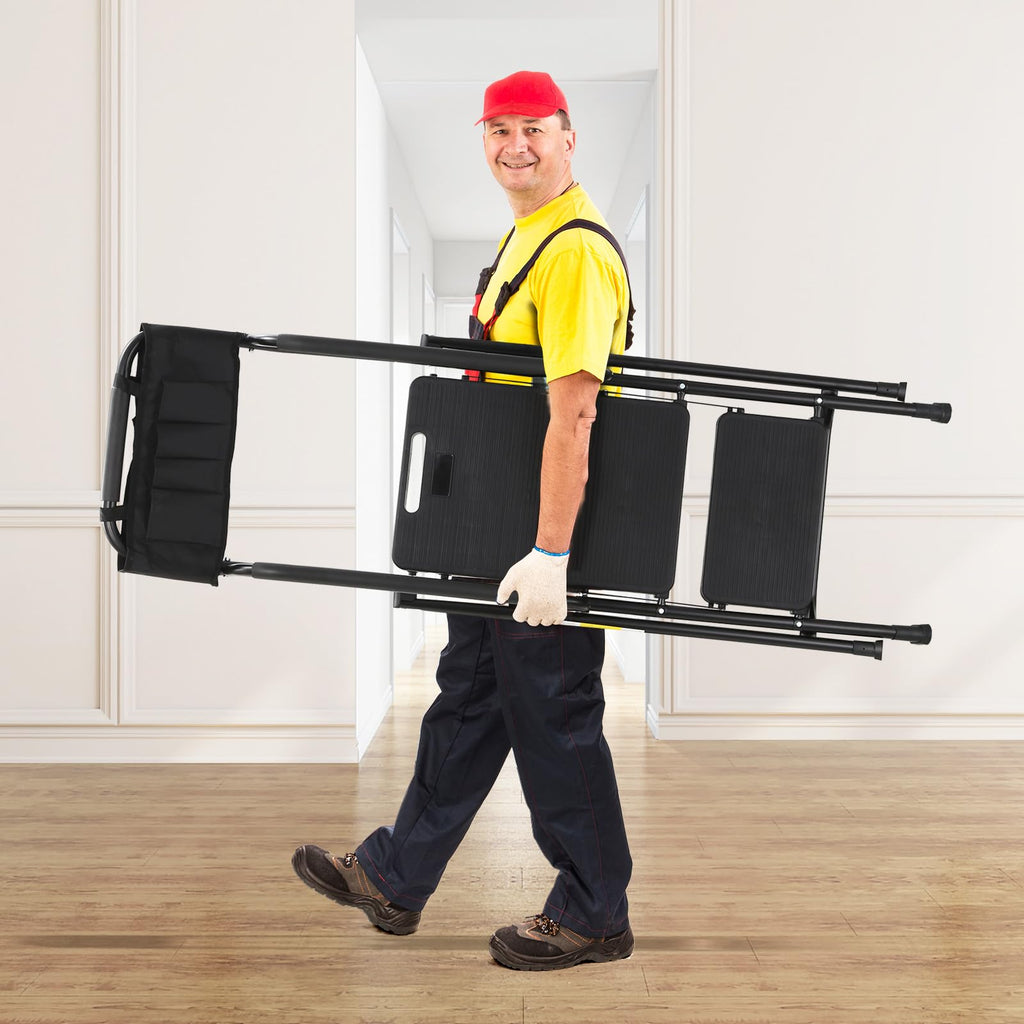 3-Step Ladder with Anti-Slip Platform, 330 lbs Capacity, Steel Frame J90052