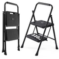 2 Step Stool with Anti-Slip Pedal & Handrail, 330lbs, Black C7365