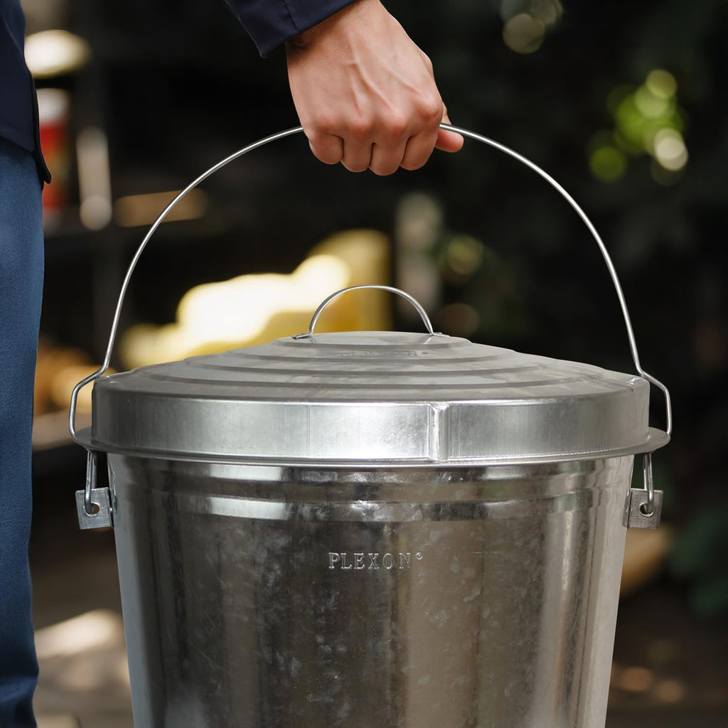 6.6 Lb Stainless Steel Hanging Poultry Feeder with 10 Gallon Storage Bucket L242