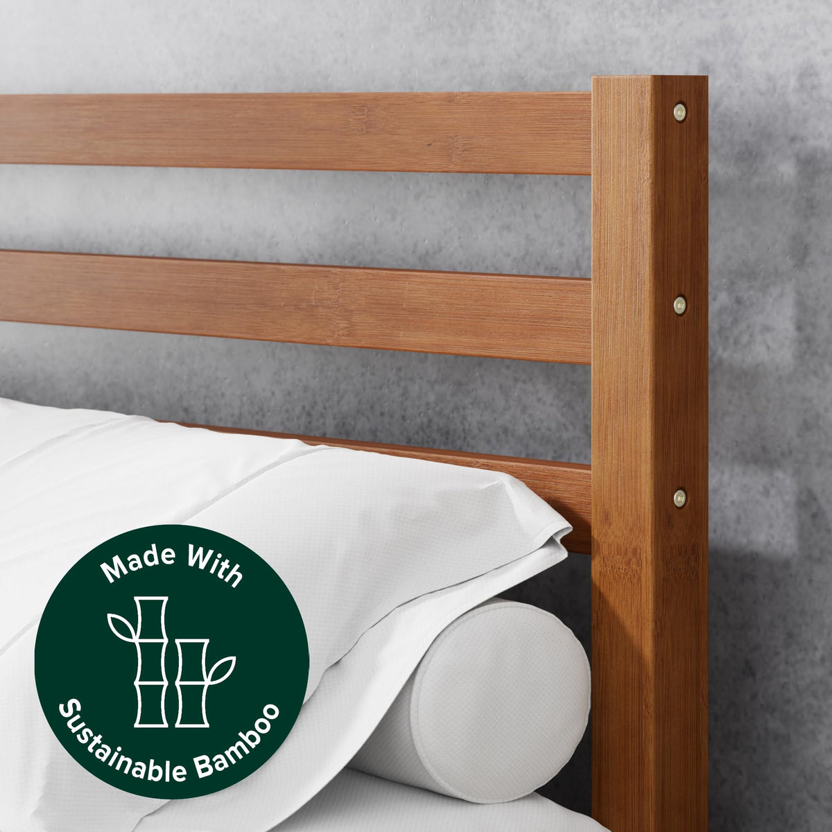 Twin Bamboo Platform Bed Frame with Headboard N4848