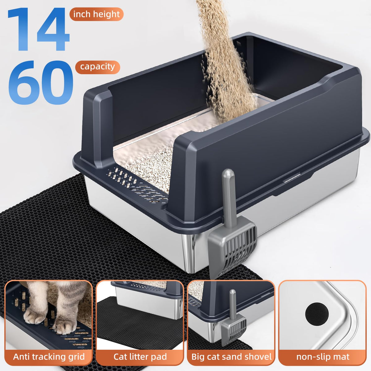 XXXL Stainless Steel Litter Box W23090