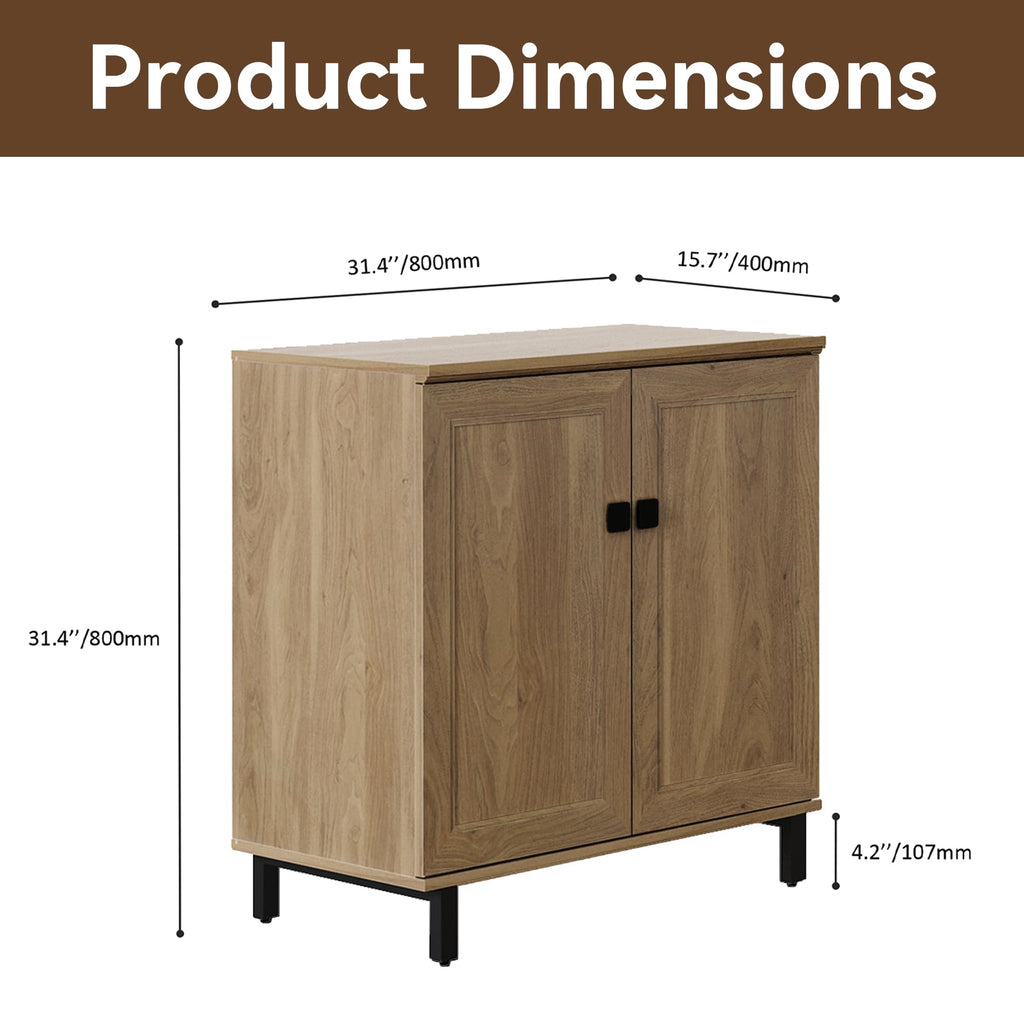 Oak Buffet Sideboard Cabinet with Adjustable Shelves W35667