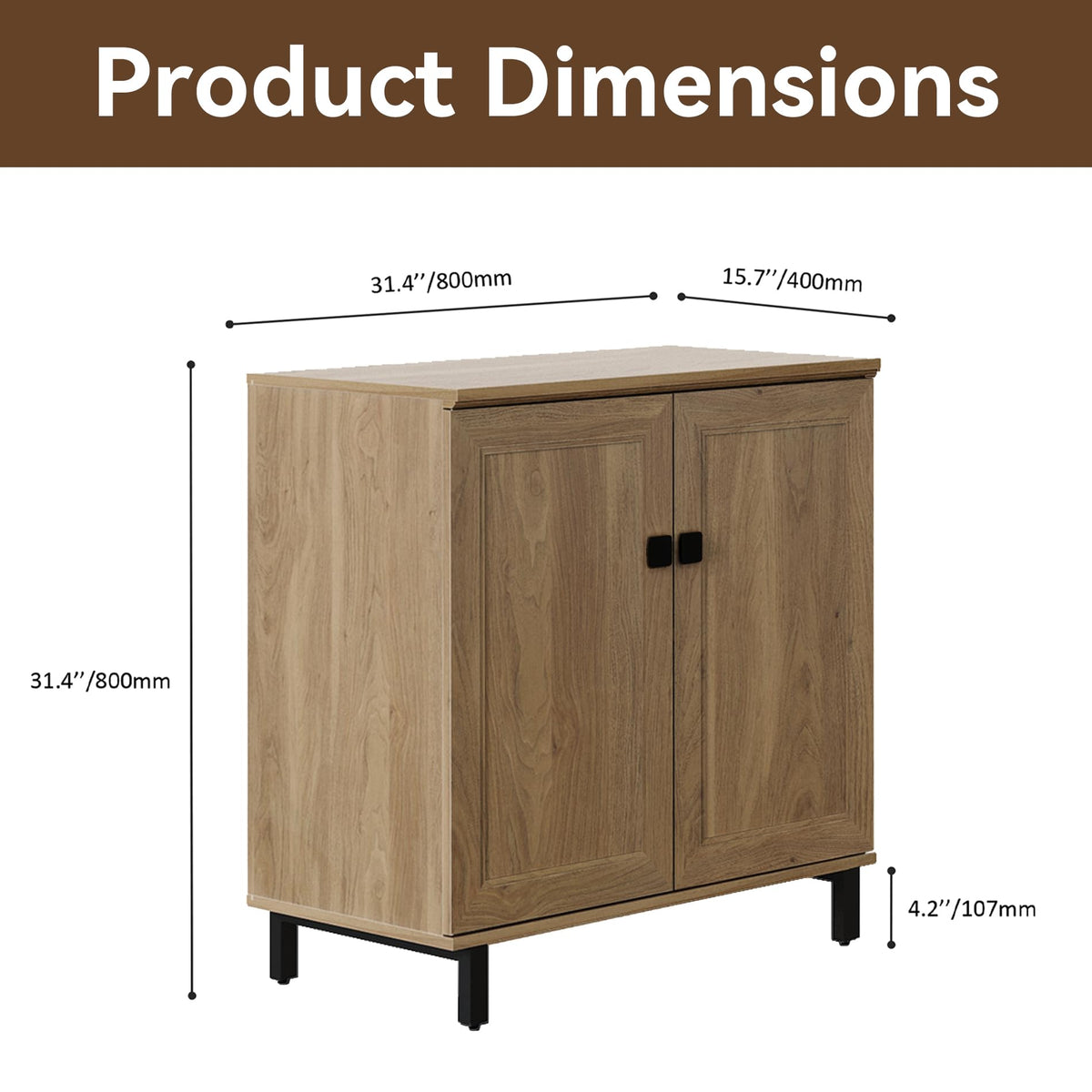 Oak Buffet Sideboard Cabinet with Adjustable Shelves W35667