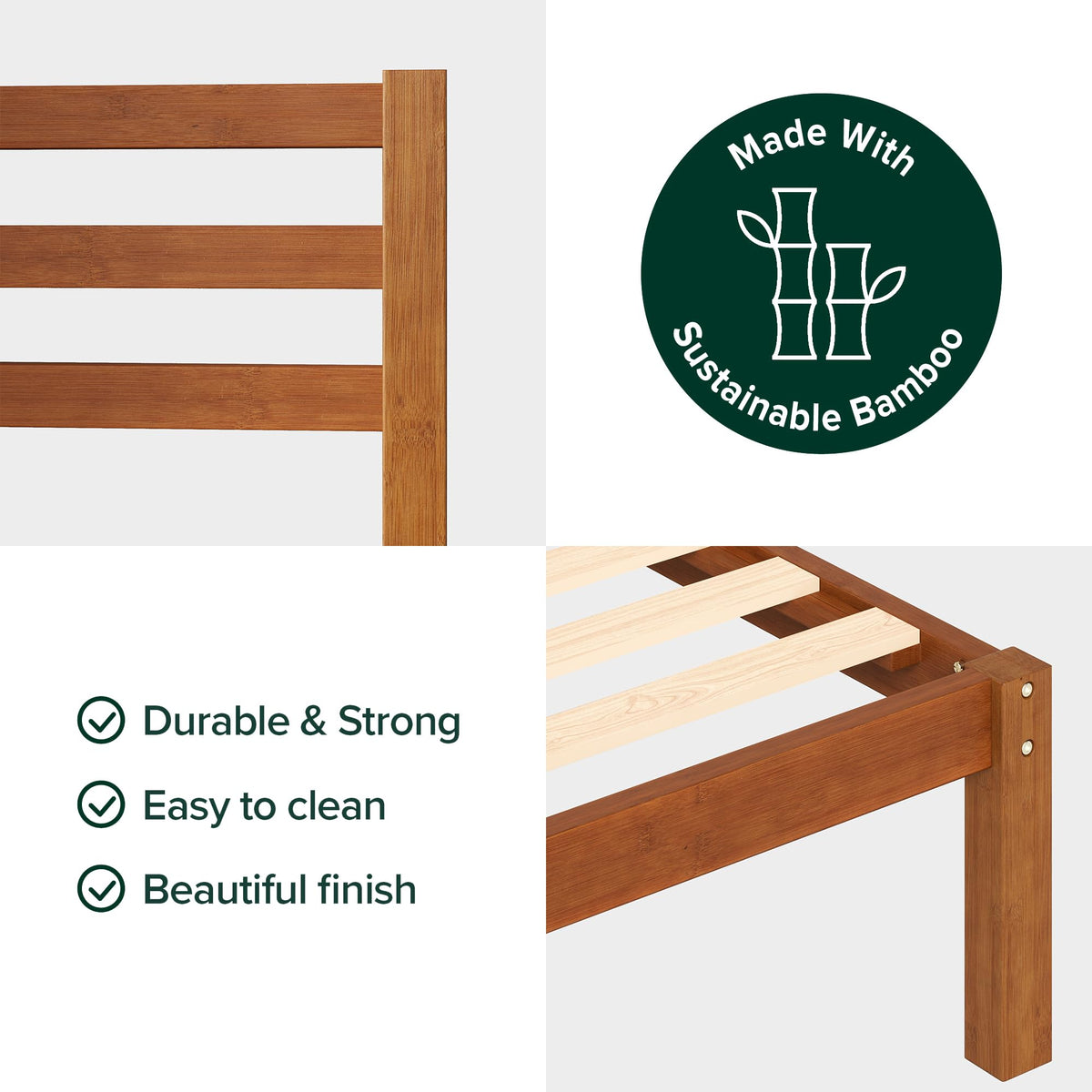 Twin Bamboo Platform Bed Frame with Headboard N4848