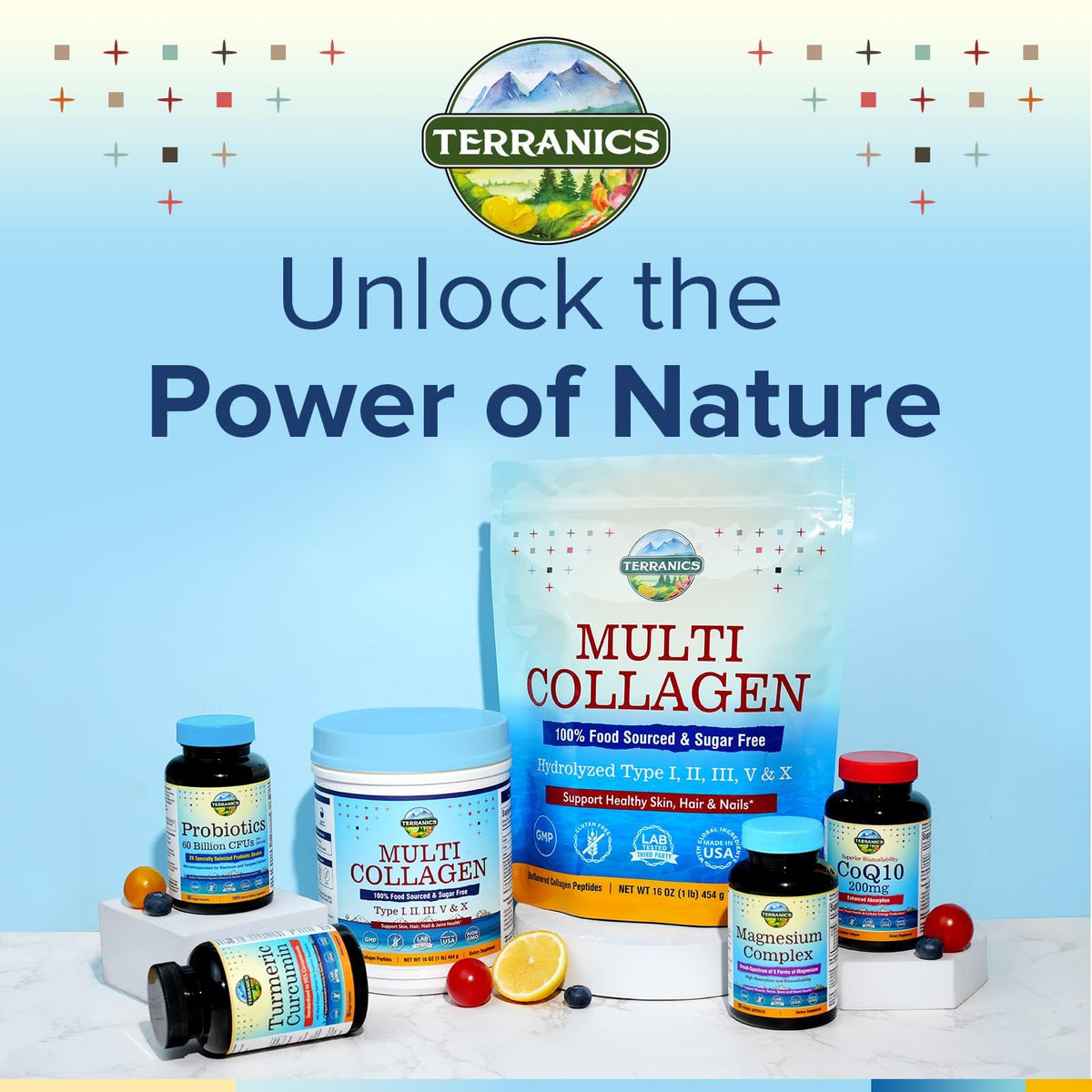 Multi Collagen Peptides Powder, 20g Per Serving, Hydrolyzed Type I II III V X, Unflavored I17708