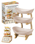3 Tier Oval Fruit Basket with Bamboo Stand S179783