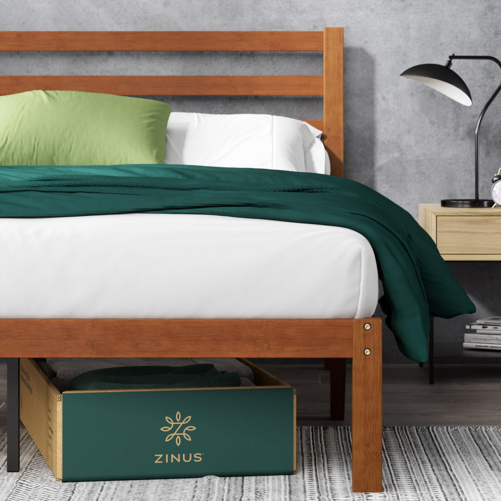 Twin Bamboo Platform Bed Frame with Headboard N4848