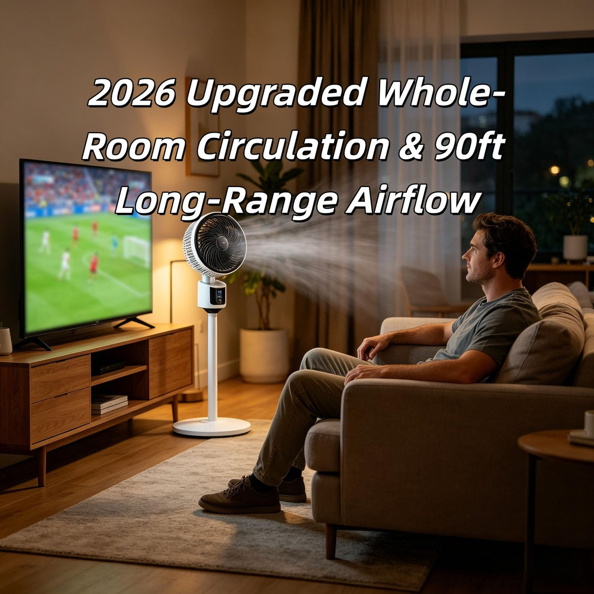 Standing Fan with Remote, 90° Oscillating, 3 Speeds, Adjustable Height, Gray B90170
