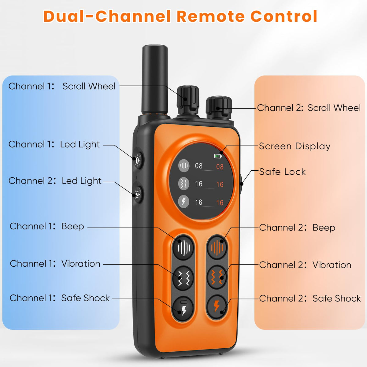 Orange Dog Training Collar with Remote G282