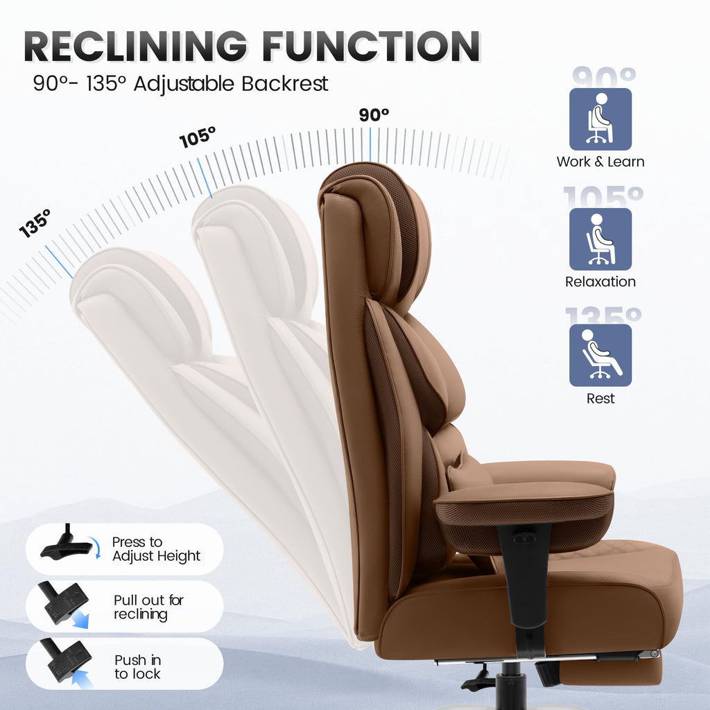 Big and Tall Leather Gaming Chair with Footrest J544