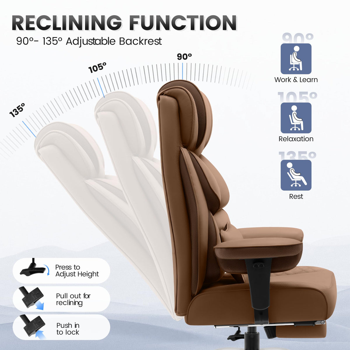 Big and Tall Leather Gaming Chair with Footrest J544