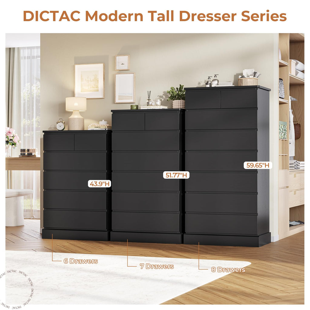Black 8 Drawer Wood Dresser A78290