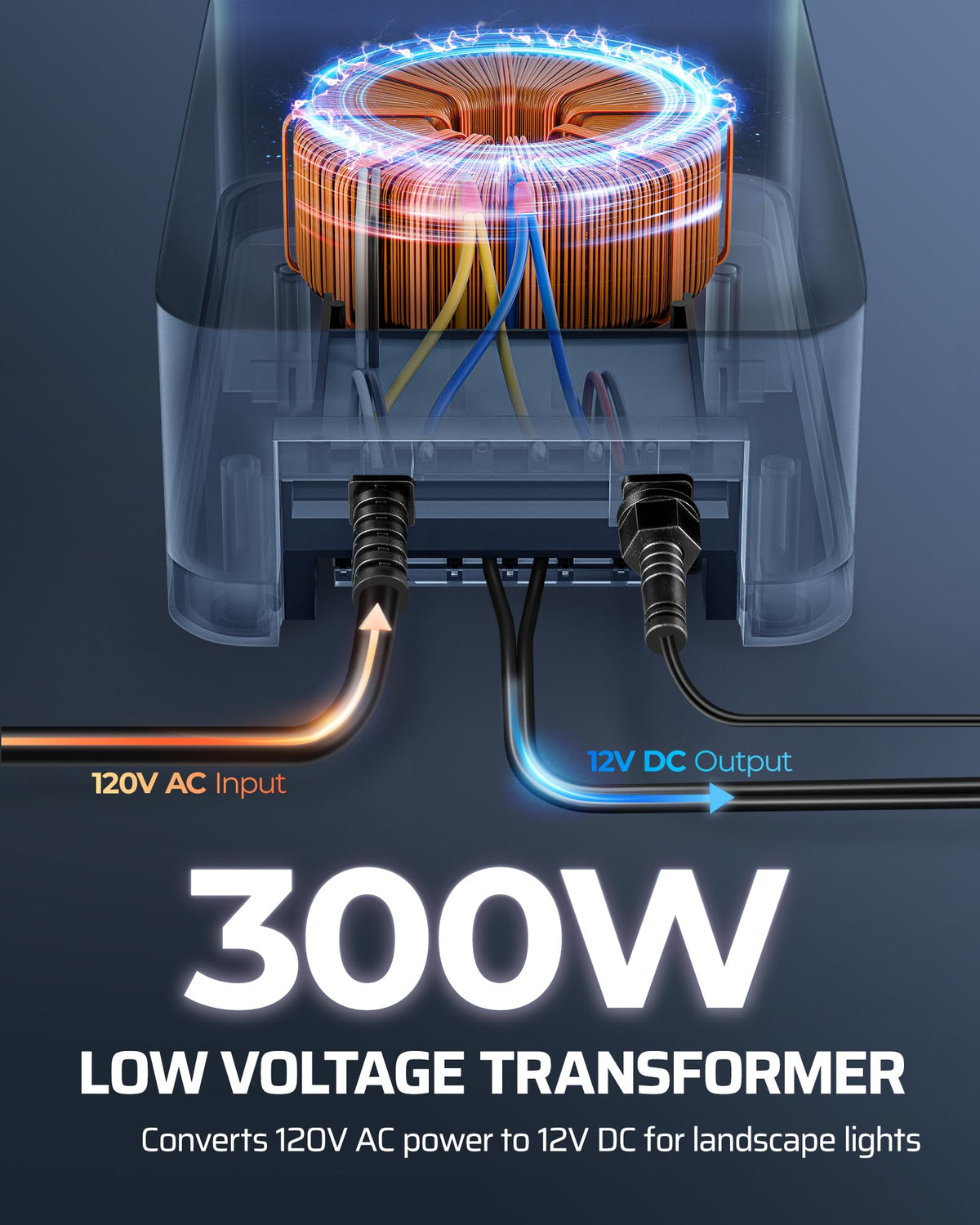 300W Low Voltage Transformer with Remote Photocell Sensor & Timer X7411