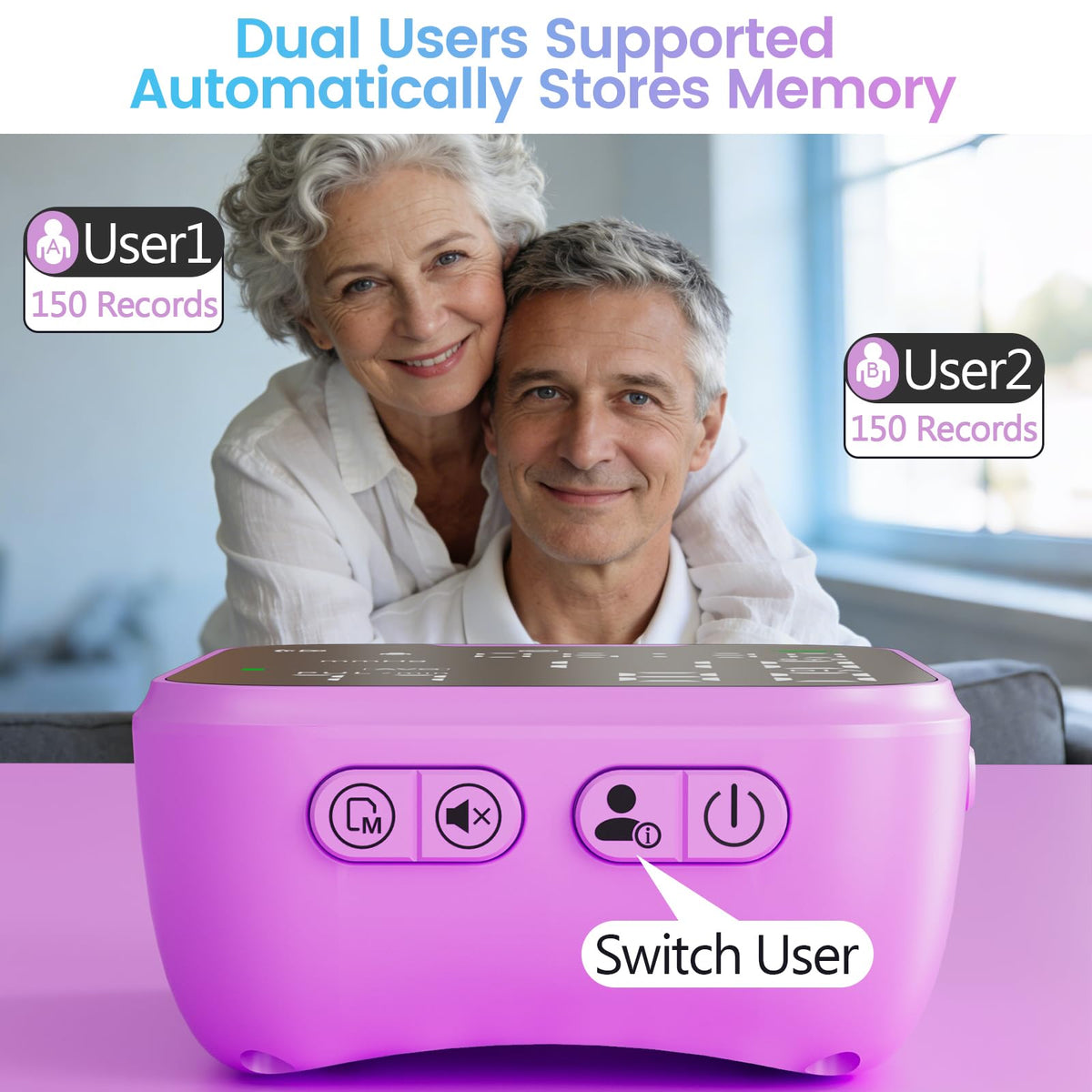 Portable Wrist Blood Pressure Monitor Purple U922