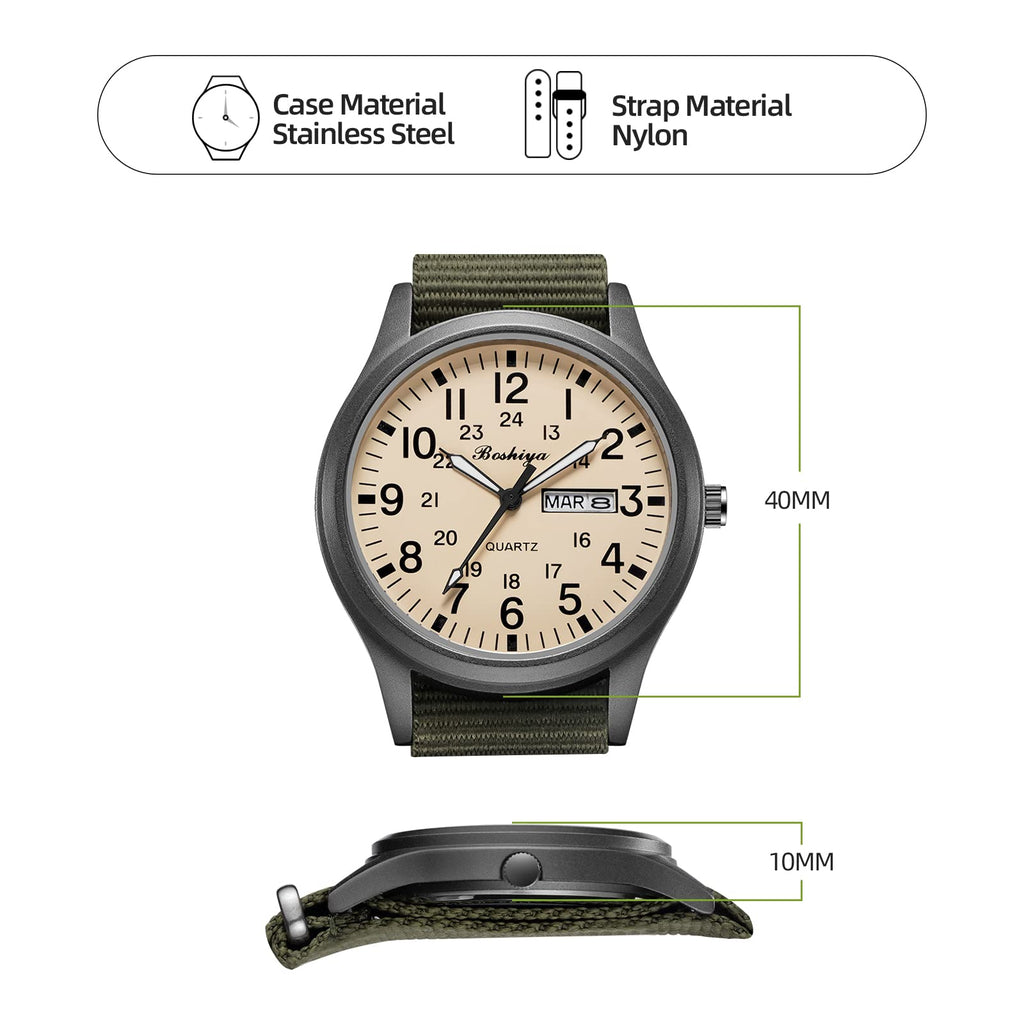 Men's Military Tactical Field Watch Waterproof Analogue Quartz Nylon P670312