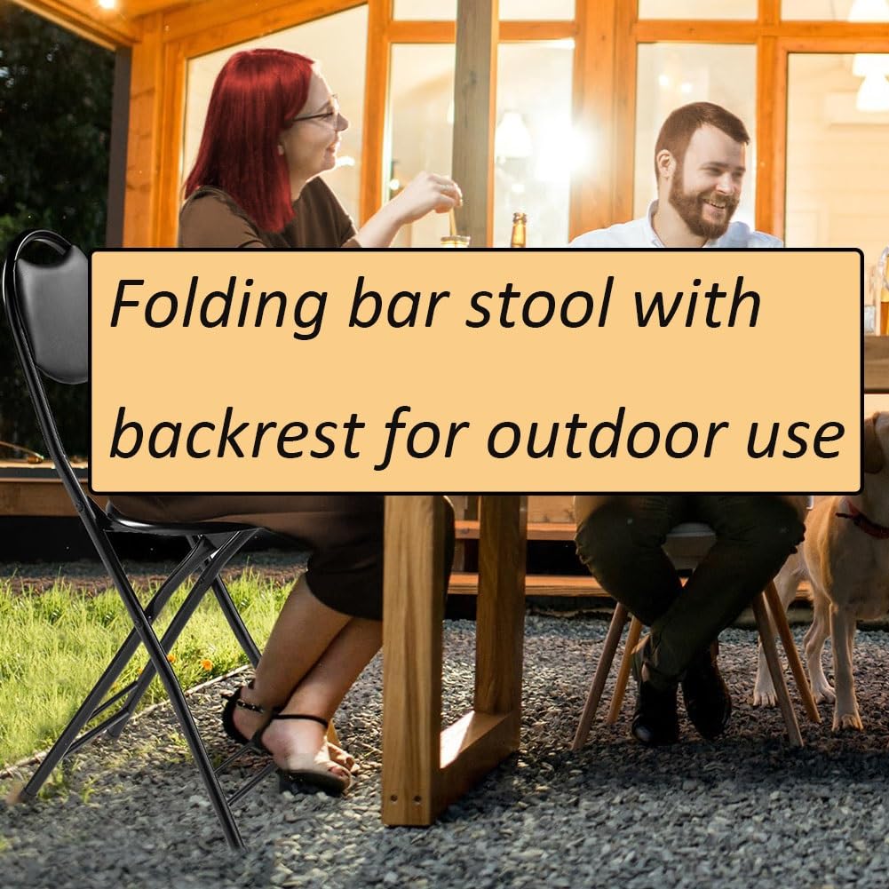 18 Inch Black Folding Bar Stool with Back B306