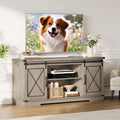 Farmhouse TV Stand with Sliding Barn Doors and Adjustable Shelf H1055