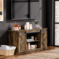 Farmhouse TV Stand for 65 Inch TV with Sliding Barn Doors and Storage Cabinets U438