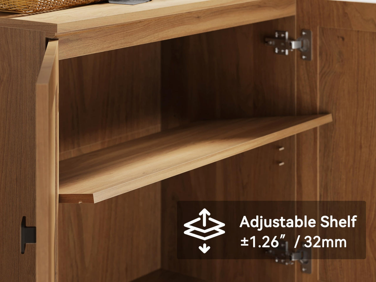 Oak Buffet Sideboard Cabinet with Adjustable Shelves W35667