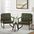 Set of 2 Green Leather Accent Chairs with Metal Legs U161715