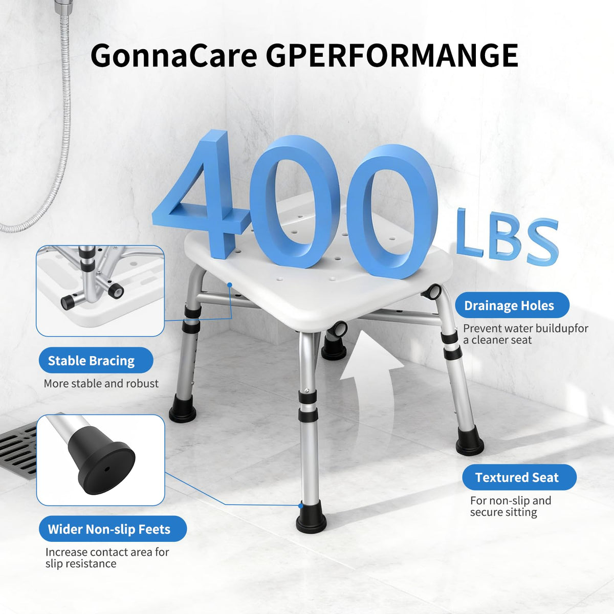 Heavy Duty Shower Chair with Arms and Back L790