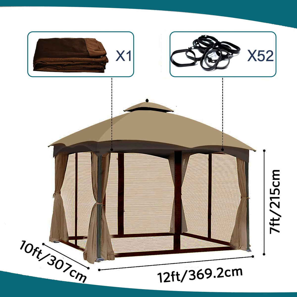 Brown 4-Panel Mosquito Netting B787961