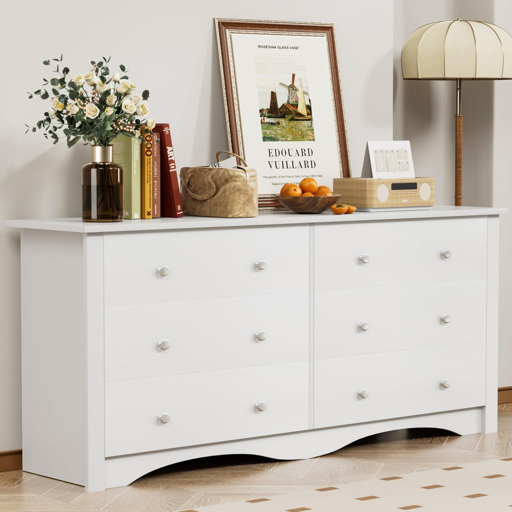 White 6 Drawer Wood Dresser M93724