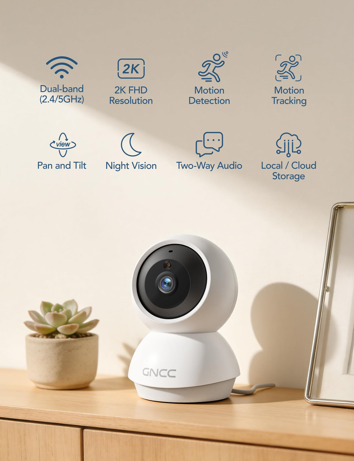 5Ghz WiFi Indoor Camera with 360°PTZ, 4 Pack B90845